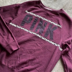🌸 Maroon Cheeta Print PINK Crew Neck Sweatshirt
